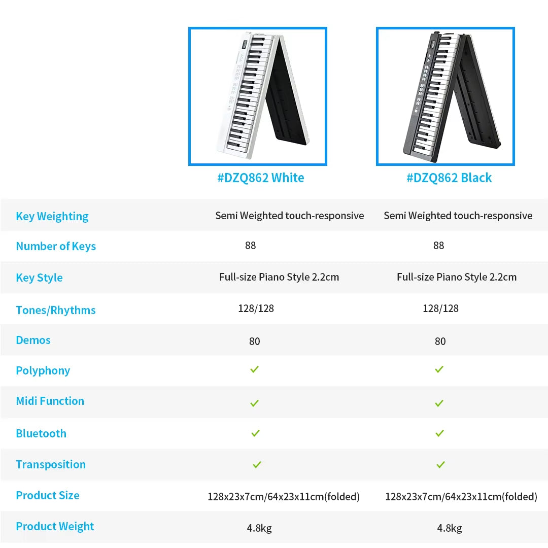 Foldable Musical Keyboard Professional Midi Controller Electronic Piano Music Synthesizer Digital 88 Keys Organ Instruments