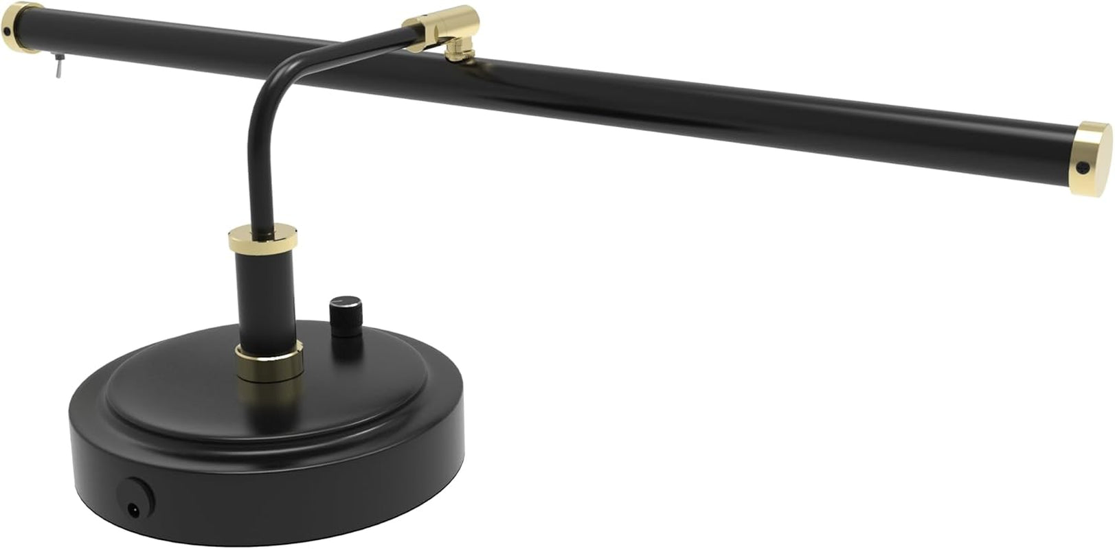 Adjustable LED Grand Piano Desk Lamp in Black with Brass Accents - PLED101D