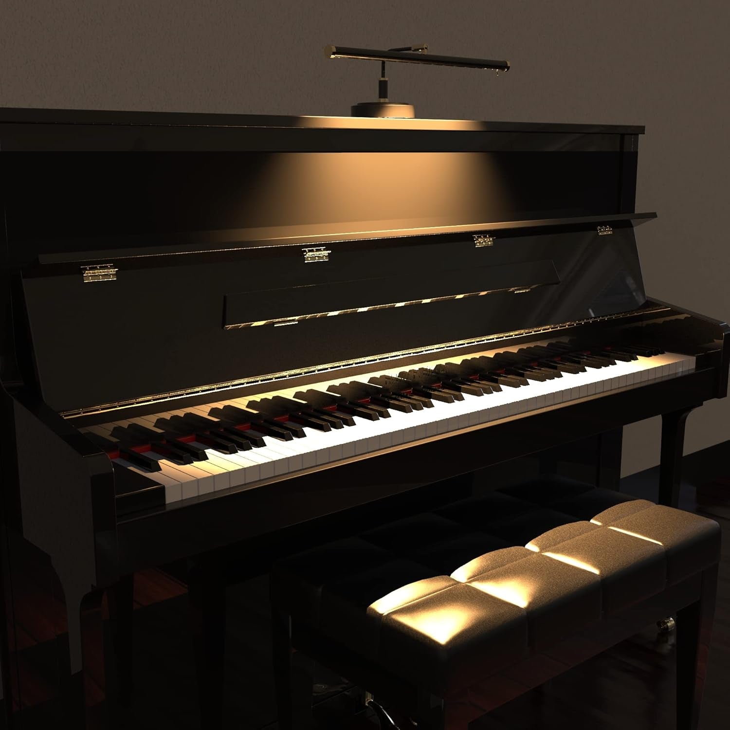 Adjustable LED Grand Piano Desk Lamp in Black with Brass Accents - PLED101D