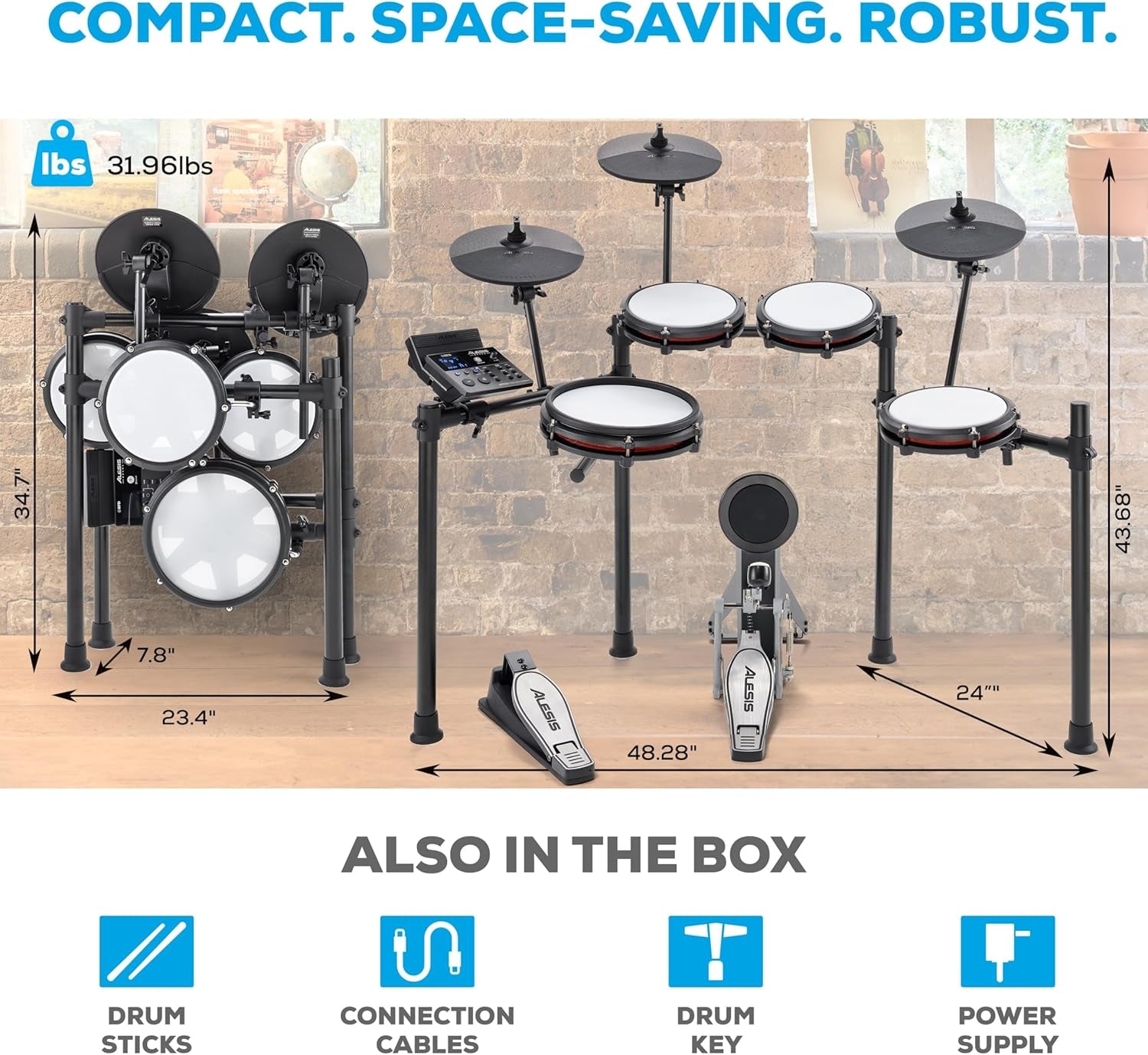 Alesis Nitro Max Electric Drum Kit – Mesh Pads, USB MIDI, 440+ Sounds, Bluetooth