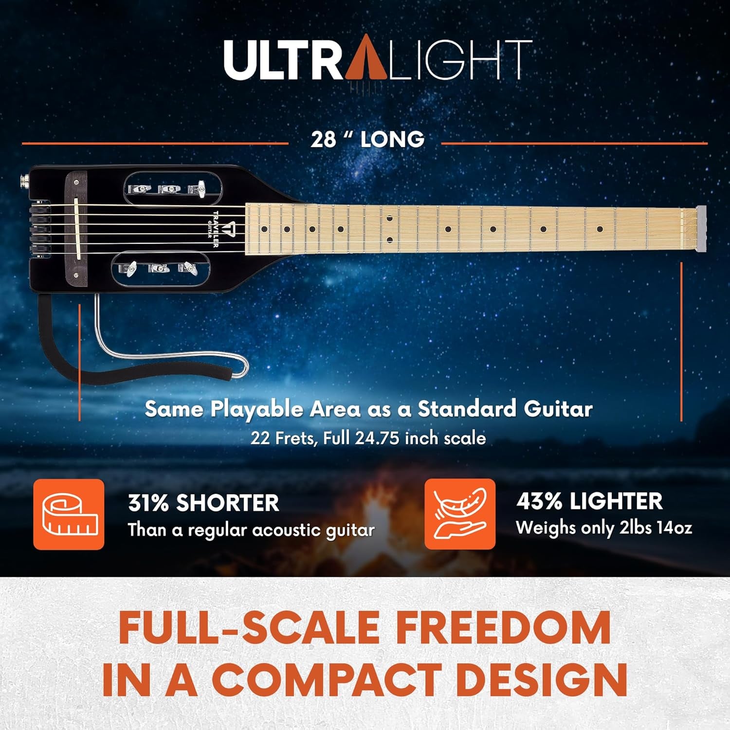 Ultra-Light Acoustic Acoustic-Electric Guitar, Black Gloss