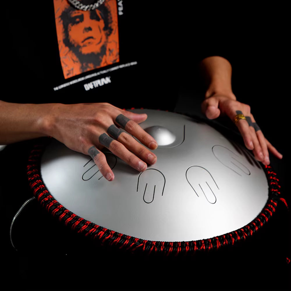 14 Inch 9 Note Steel Tongue Drum D Minor Professional Percussion Instrument Handpan Drum for Yoga Meditation Beginner