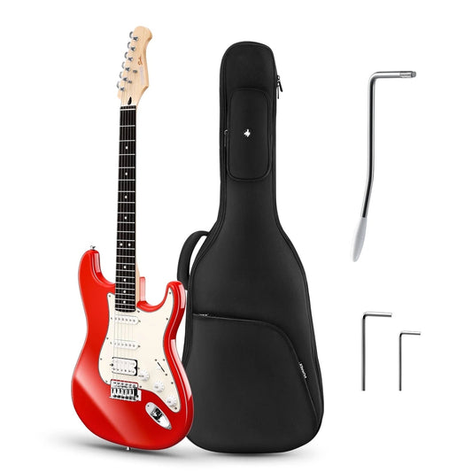Electric Guitar Solid Body HSS Pickup,With Gig Bag, Q1 ,Red