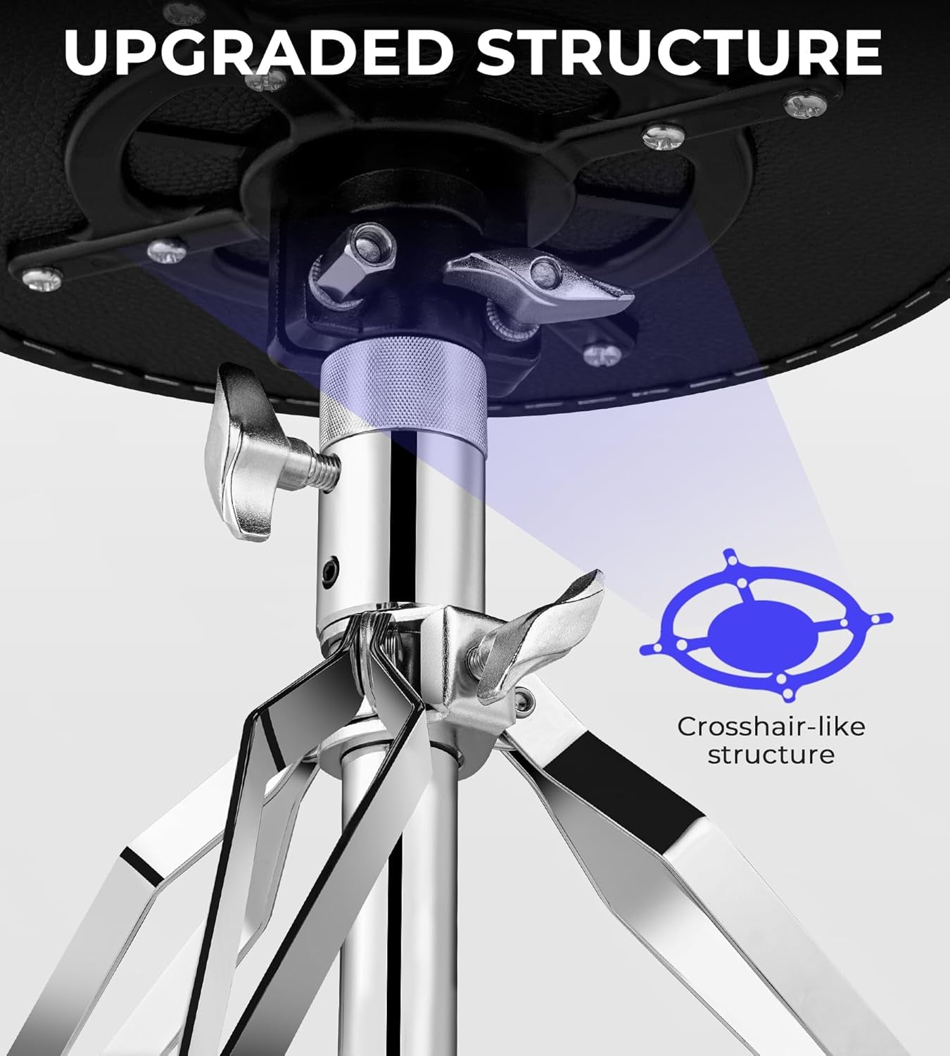 Drum Stool Throne Set for Kids Teens Adults, Drum Seat Chair Height Adjustable Double Braced Upgraded Drumming Stool with 5A Drumsticks for Drummers