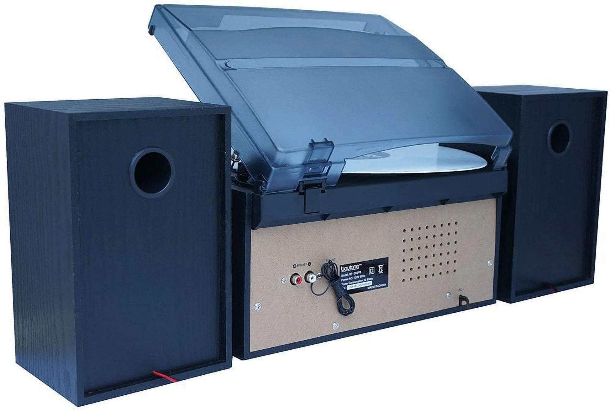 BT-28SPB, Bluetooth Record Player Turntable with AM/FM Radio, Cassette Player, CD Player