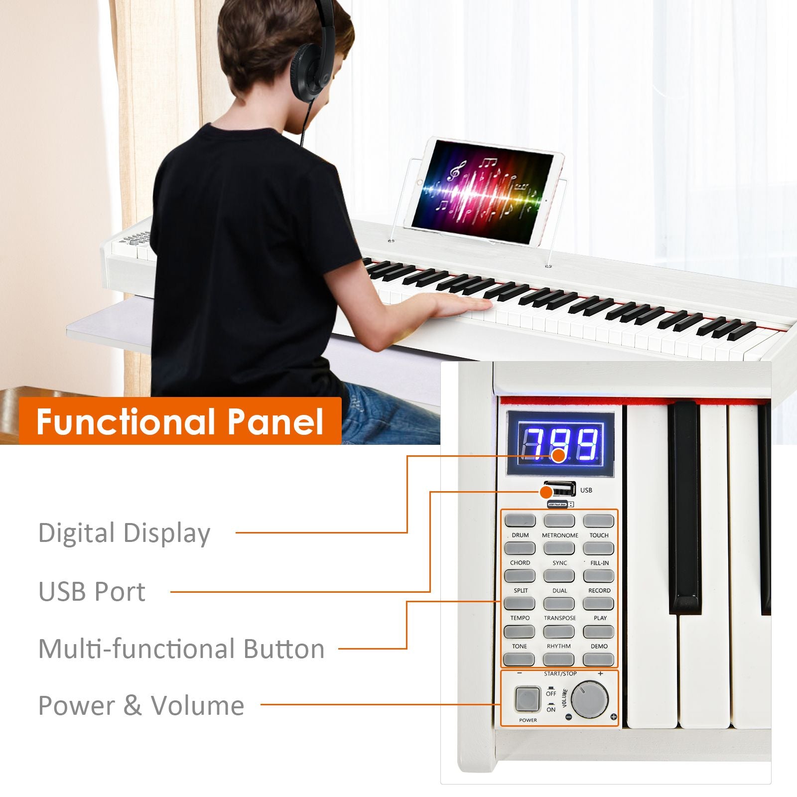 Full Size Weighted 88-Key Digital Piano for Beginner