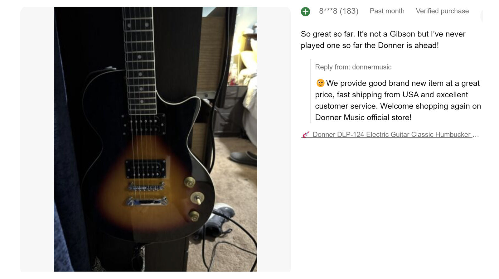 🎸 Donner DLP-124 Electric Guitar Classic Humbucker H-H Pickups with Gig Bag