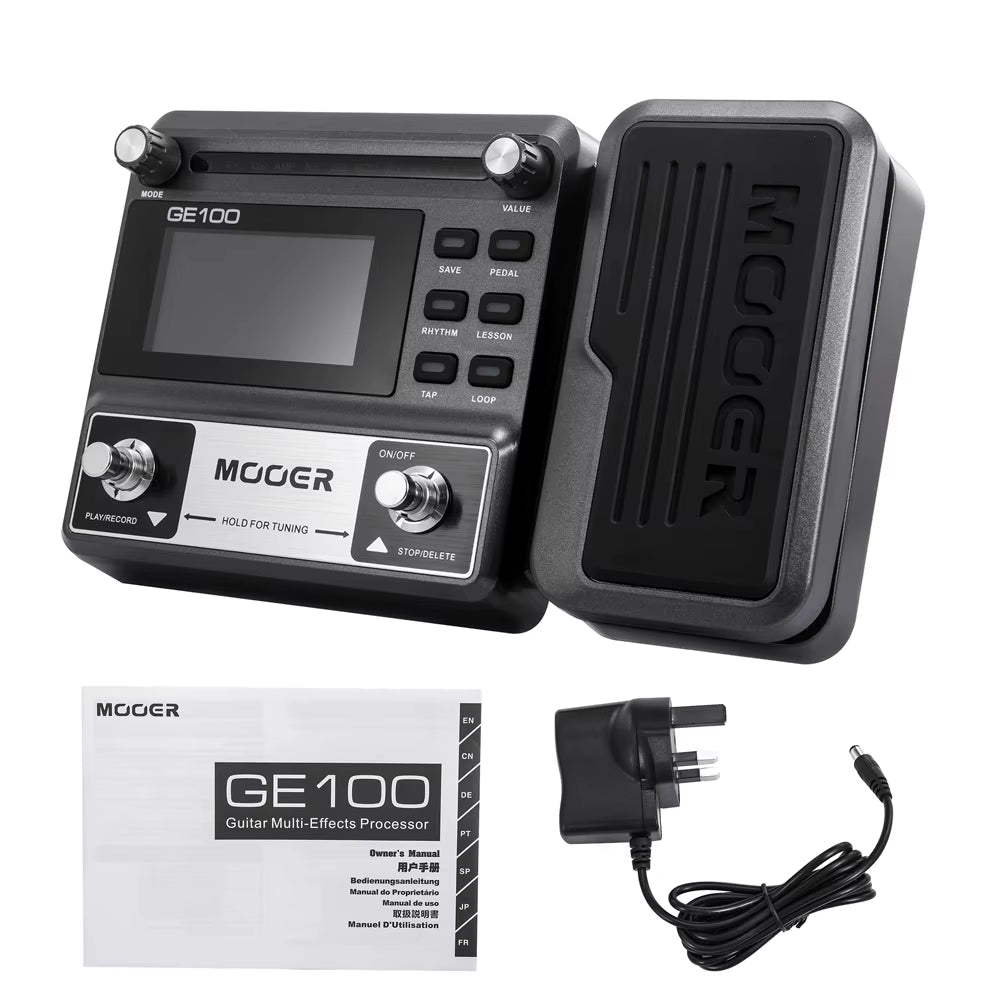 MOOER GE100 Guitar Pedal Multi-Effects Processor Effect Pedal with Loop Recording Max Time 180S 8 Effect Modules 40 Drum Rhythms