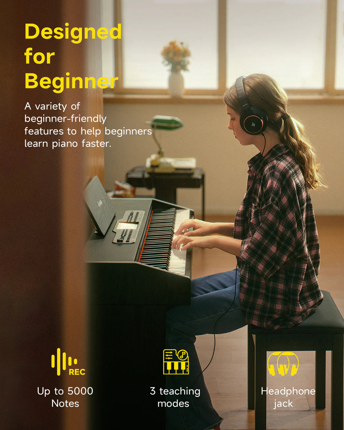 DDP-95 88 Key Weighted Upright Digital Piano for Beginners with 4.3" LCD