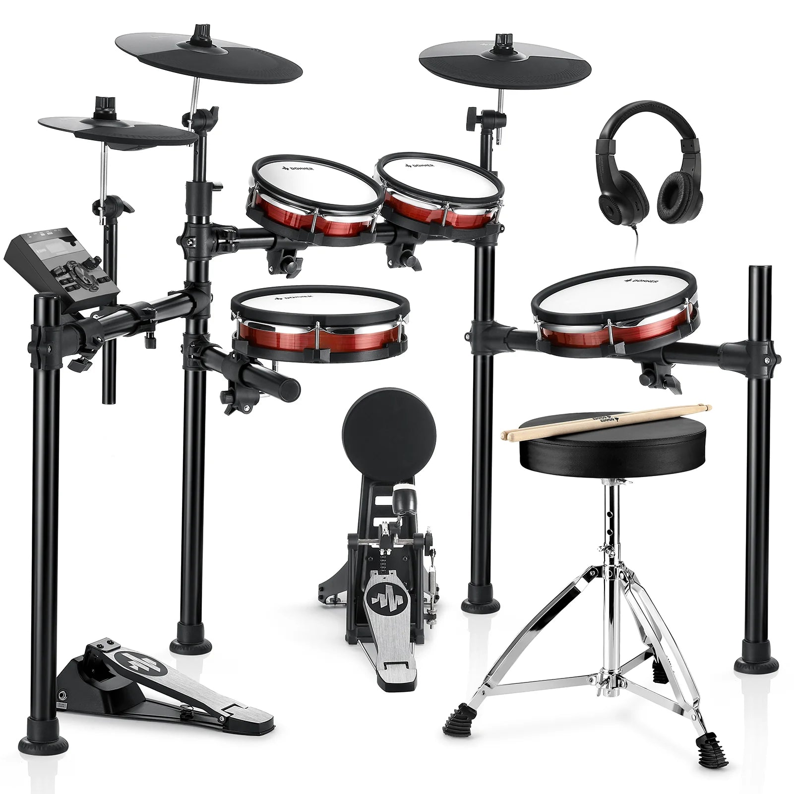 DED-200 MAX Electronic Drum Set 5-Drum 3-Cymbal with Drum Throne/Headphone