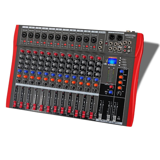 Audio Mixer 12 Channel DJ Equipment with Bluetooth USB Sound Board Console