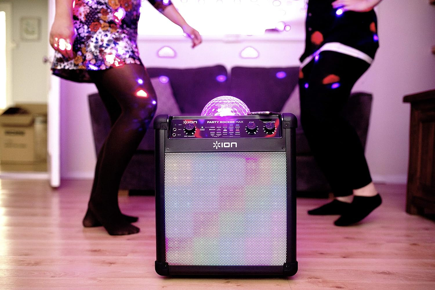 Audio Party Rocker Max - 100W Portable Wireless Bluetooth Speaker and Karaoke Centre with Rechargeable Battery, Party Light Display and Microphone