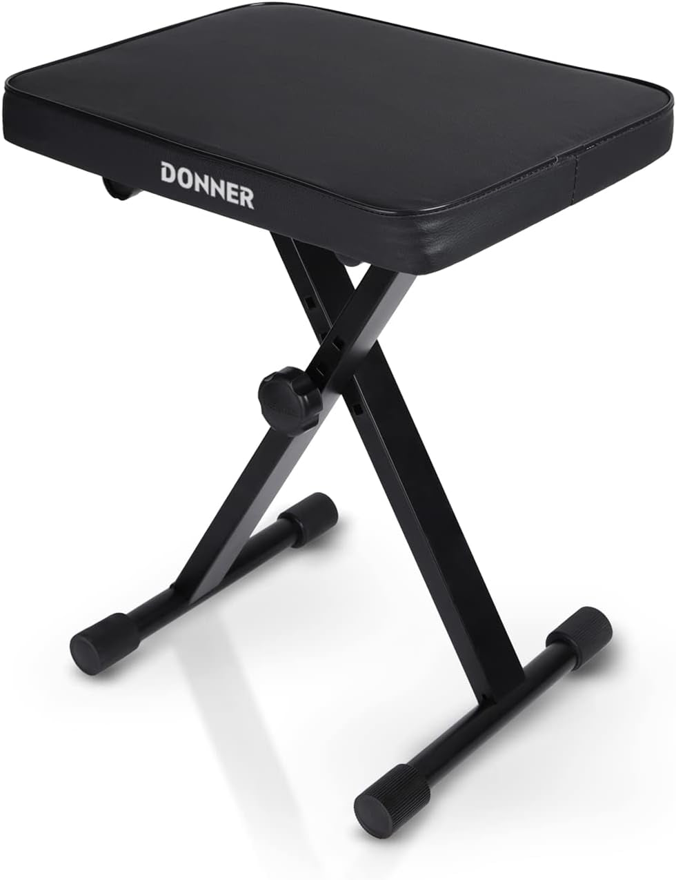 Piano Bench, Adjustable Keyboard Bench Portable Stool Collapsible Chair Foldable Seat X-Style, 1.6 Inch Thickness High-Density Sponge Padded, Non-Skid Design, Black
