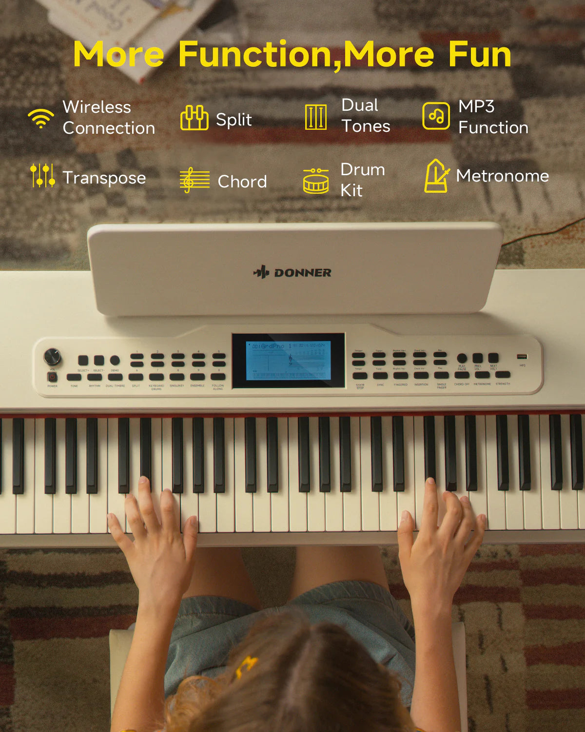 DDP-95 88 Key Weighted Upright Digital Piano for Beginners with 4.3" LCD