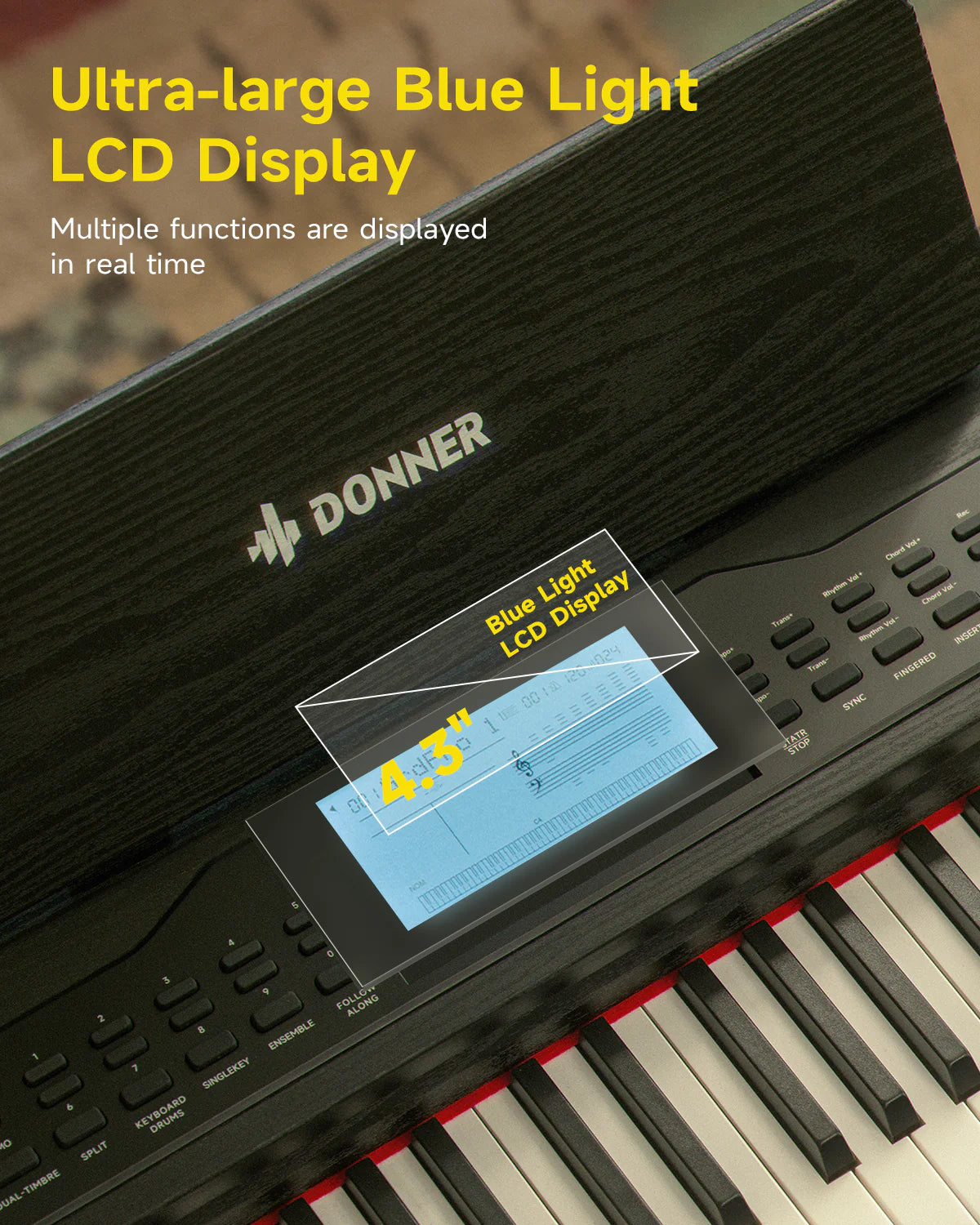 DDP-95 88 Key Weighted Upright Digital Piano for Beginners with 4.3" LCD