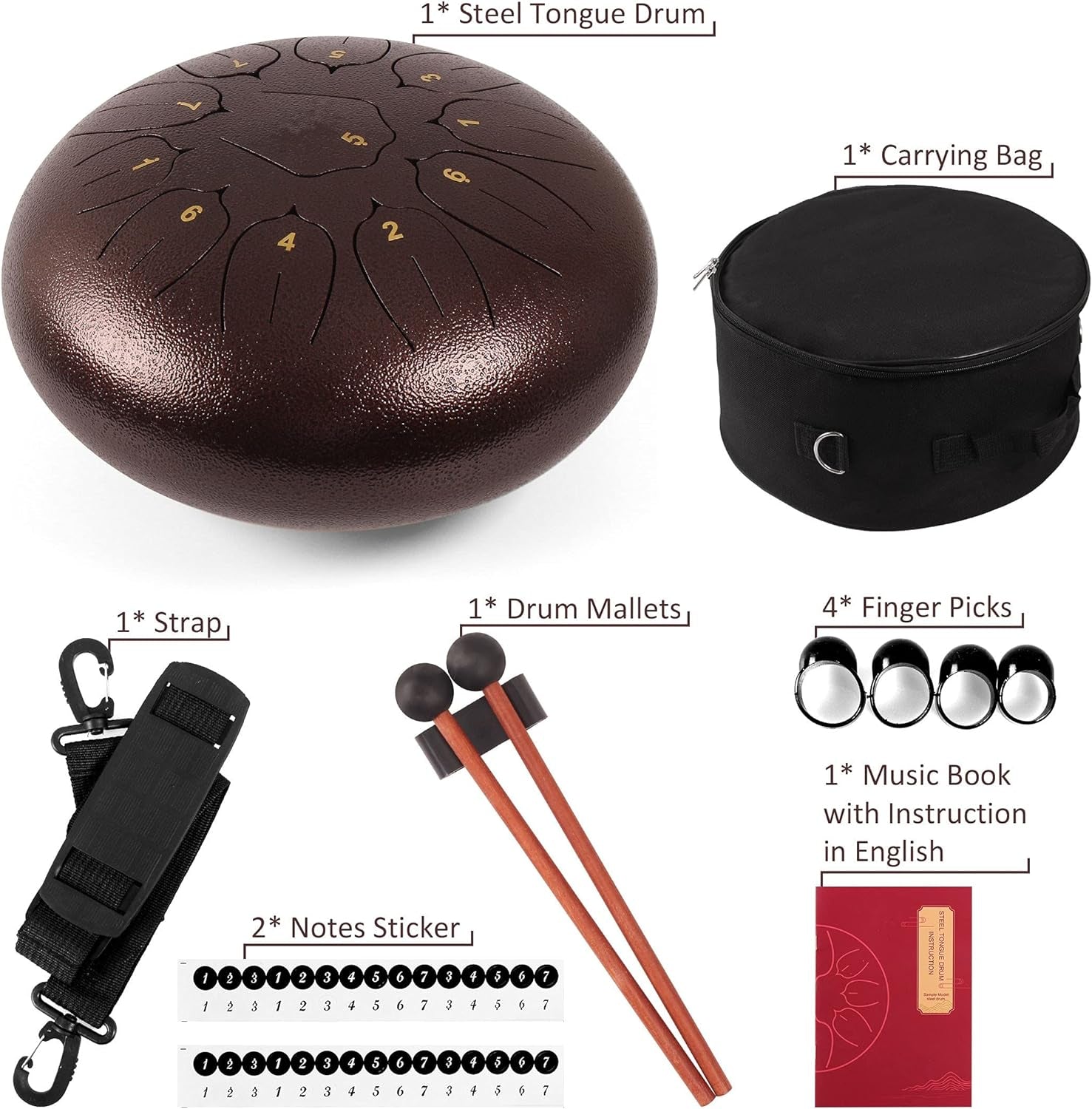 Steel Tongue Drum 12 Inch 11 Notes Tongue Drums for Adults- Ethereal Metal Instrument for Meditation & Yoga with Music Book, Mallets & Carry Bag(Purple)