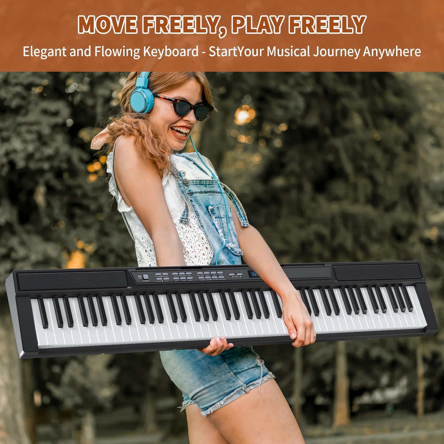 88 Key Digital Piano Keyboard with Stand Full-Size Semi-Weighted Electric Piano with Sustain Pedal, Music Rest, Black