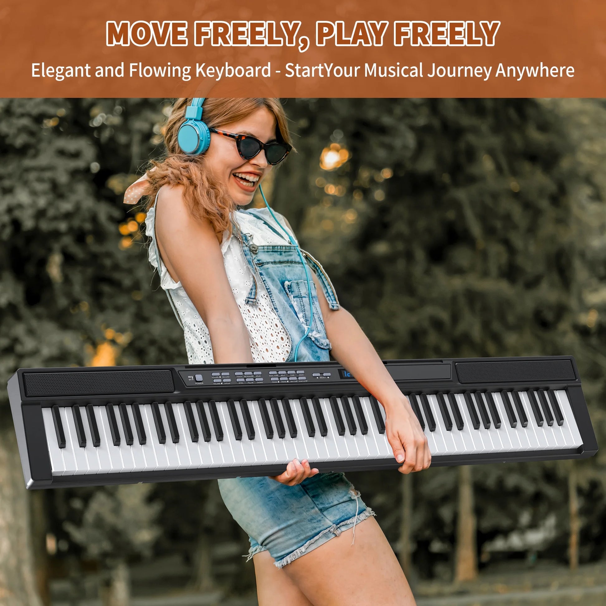 88 Key Digital Piano Keyboard with Stand Full-Size Semi-Weighted Electric Piano with Sustain Pedal, Music Rest, Black