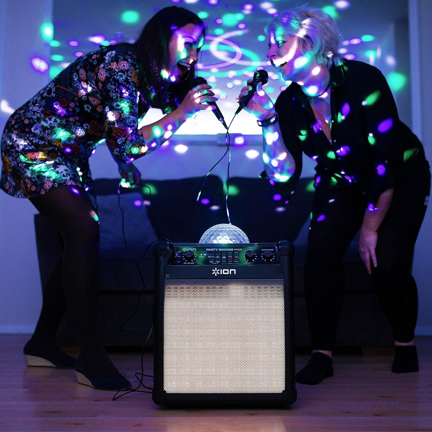 Audio Party Rocker Max - 100W Portable Wireless Bluetooth Speaker and Karaoke Centre with Rechargeable Battery, Party Light Display and Microphone
