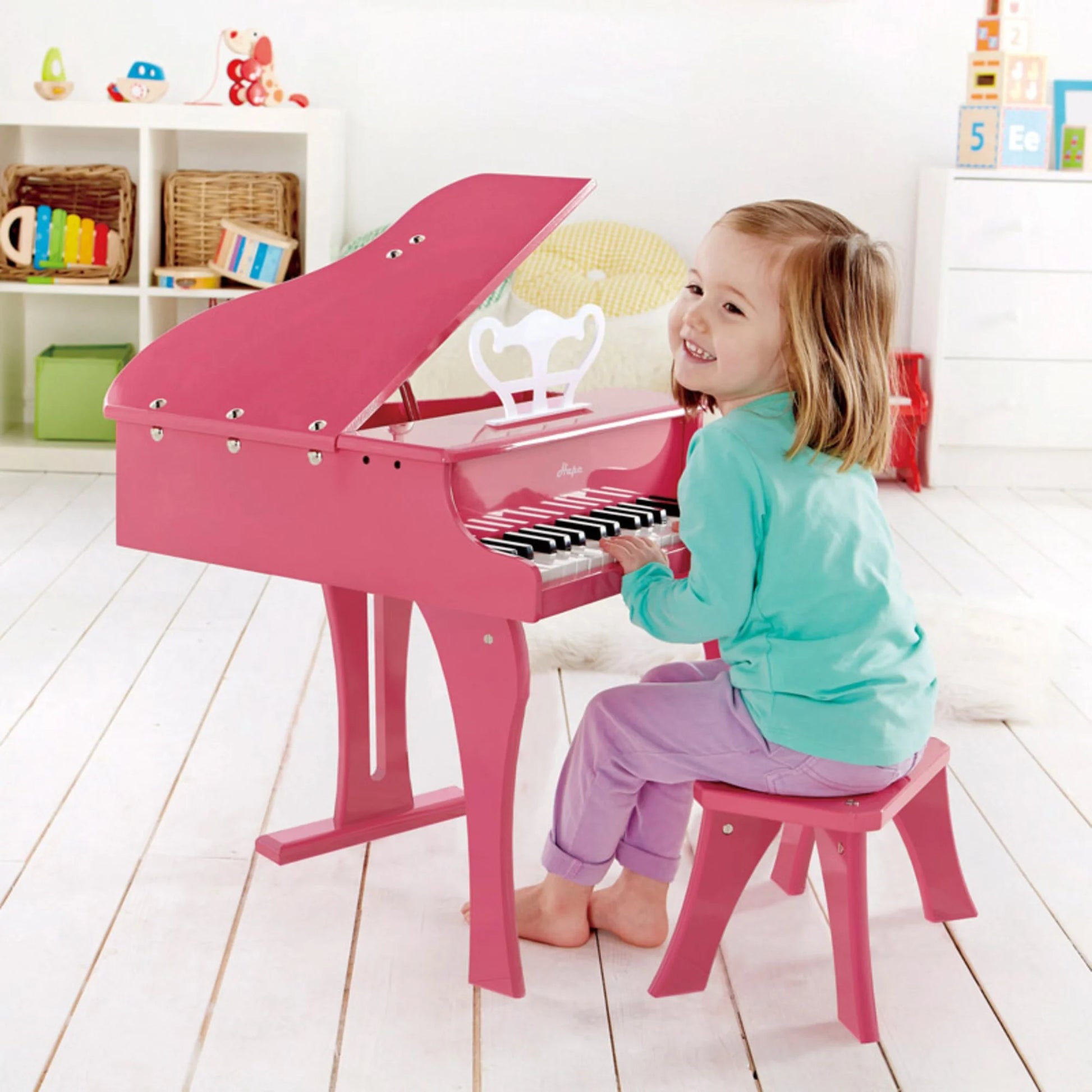 Happy 30 Key Grand Piano with Bench in Pink, Preschool & Kids