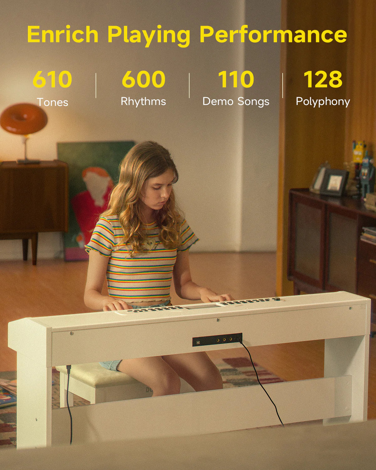 DDP-95 88 Key Weighted Upright Digital Piano for Beginners with 4.3" LCD