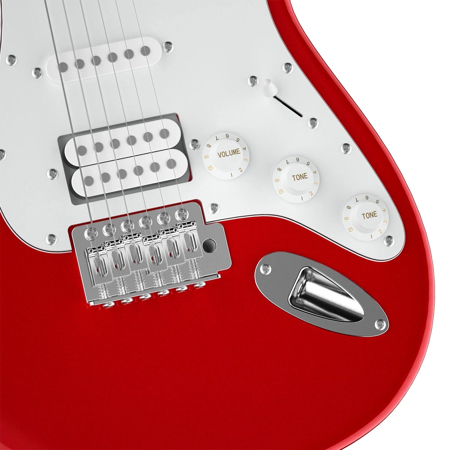 39" Electric Guitar Beginner Kit Solid Body Full Size Red HSS Pick up for Starter, with Amplifier, Bag, Digital Tuner, Capo, Strap, String,Cable, Picks DST-102R
