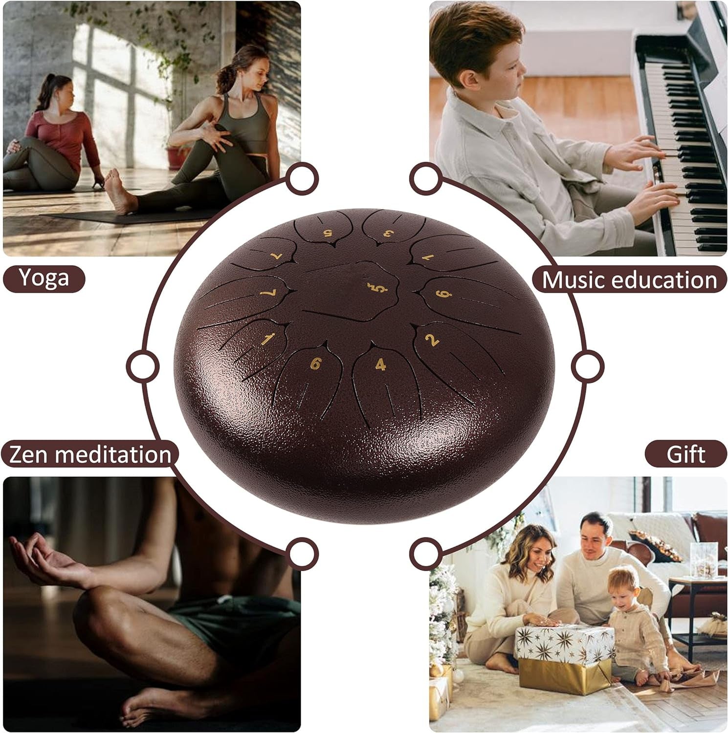 Steel Tongue Drum 12 Inch 11 Notes Tongue Drums for Adults- Ethereal Metal Instrument for Meditation & Yoga with Music Book, Mallets & Carry Bag(Purple)
