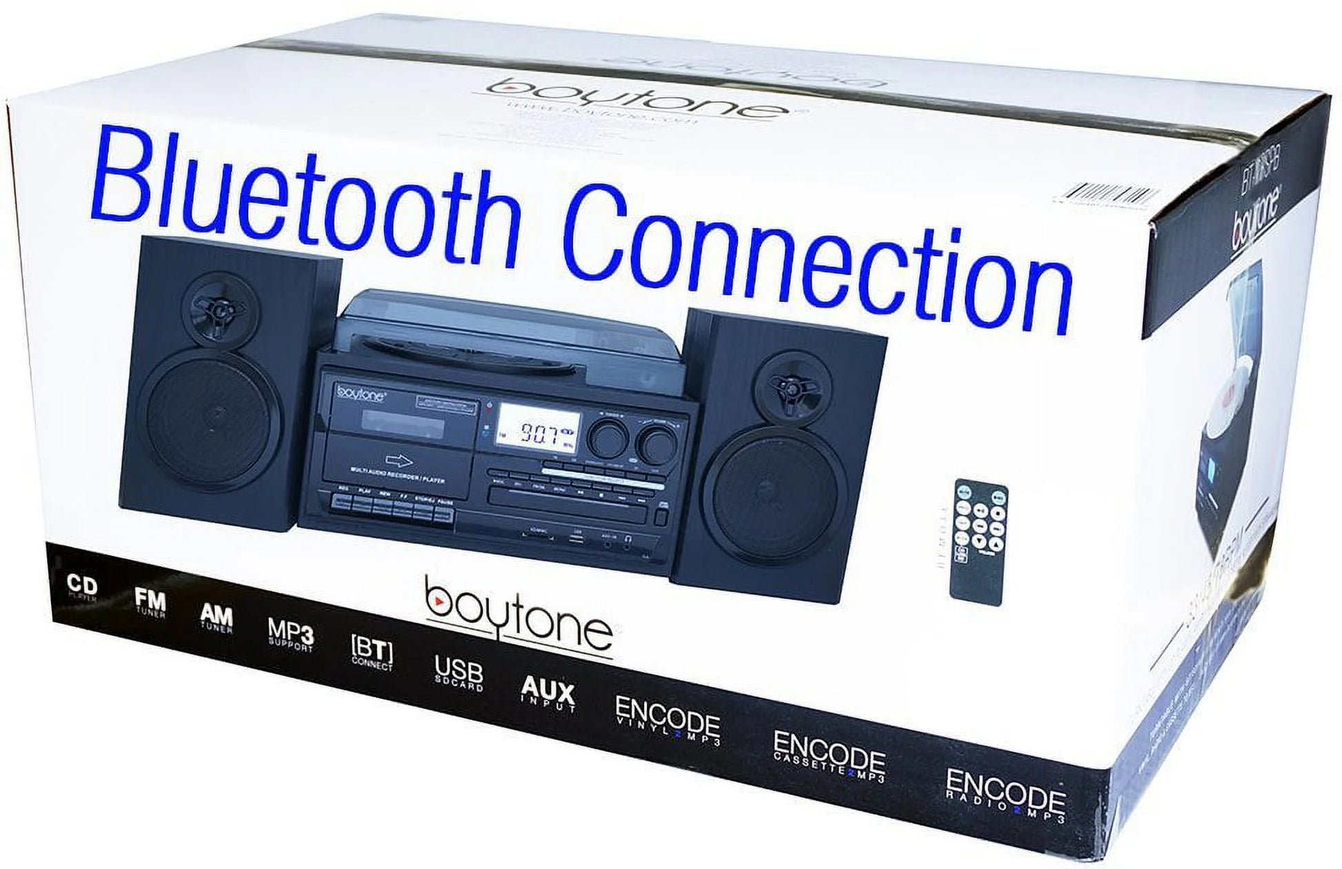 BT-28SPB, Bluetooth Record Player Turntable with AM/FM Radio, Cassette Player, CD Player