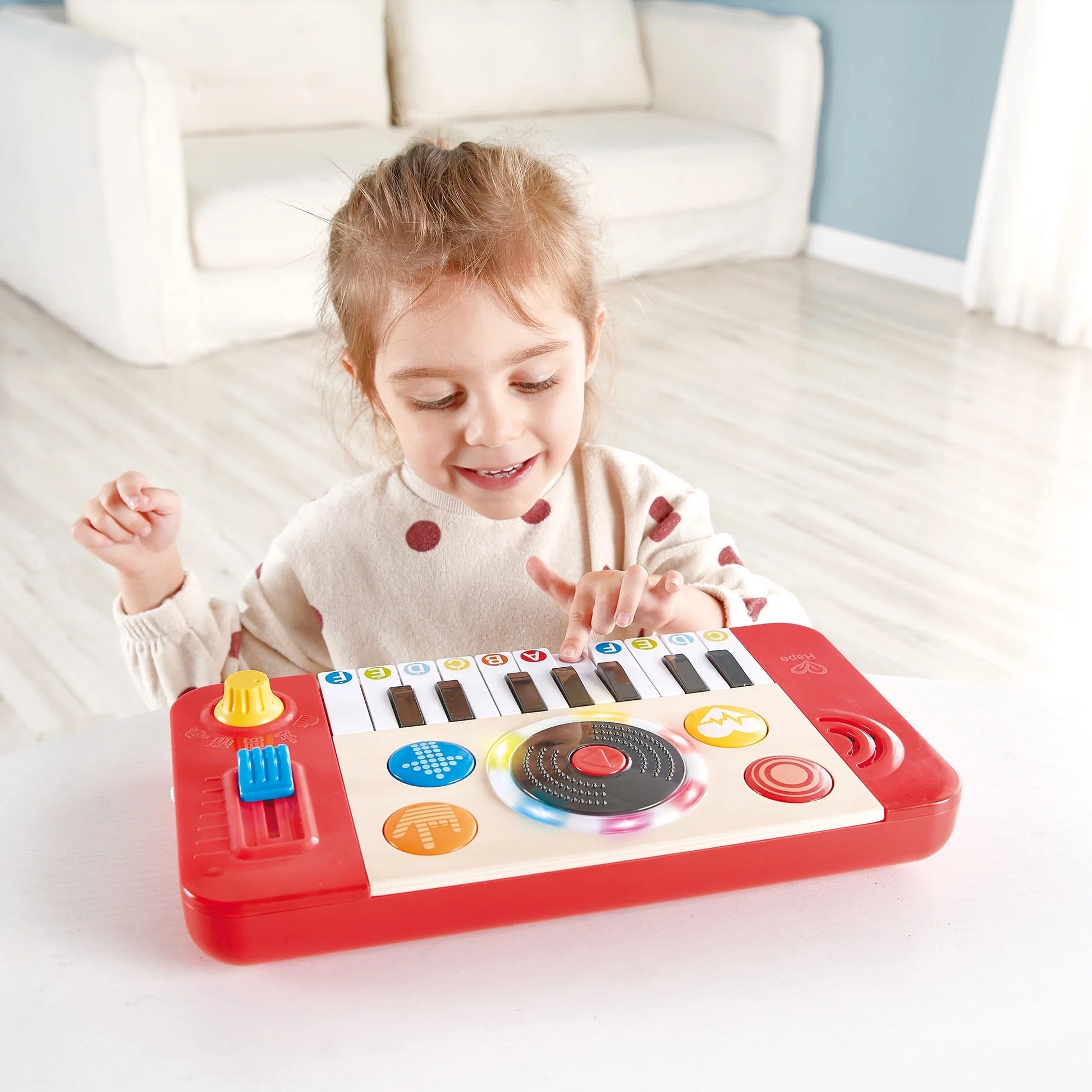: DJ Mix & Spin Studio - Lights & Sounds Music Toy, 18 Key Keyboard, Sound Effects, Tempo & Scratch, Musical Instrument, Baby-Toddler-Kids Age 1+