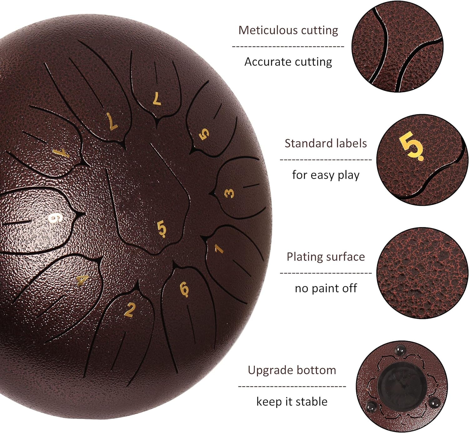 Steel Tongue Drum 12 Inch 11 Notes Tongue Drums for Adults- Ethereal Metal Instrument for Meditation & Yoga with Music Book, Mallets & Carry Bag(Purple)