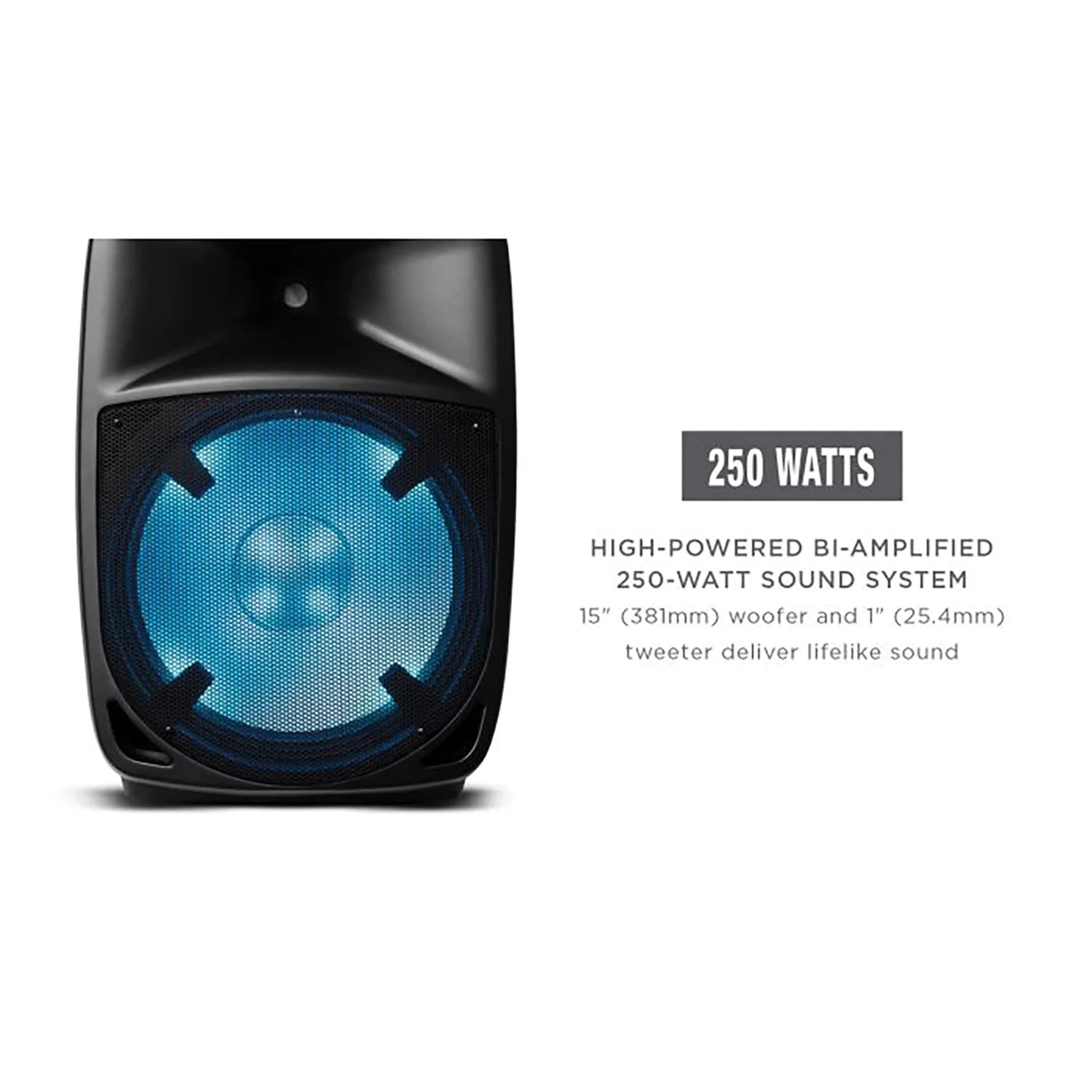 Pro Glow 1500 Portable Bluetooth Speaker, Black, PROGLOW1500