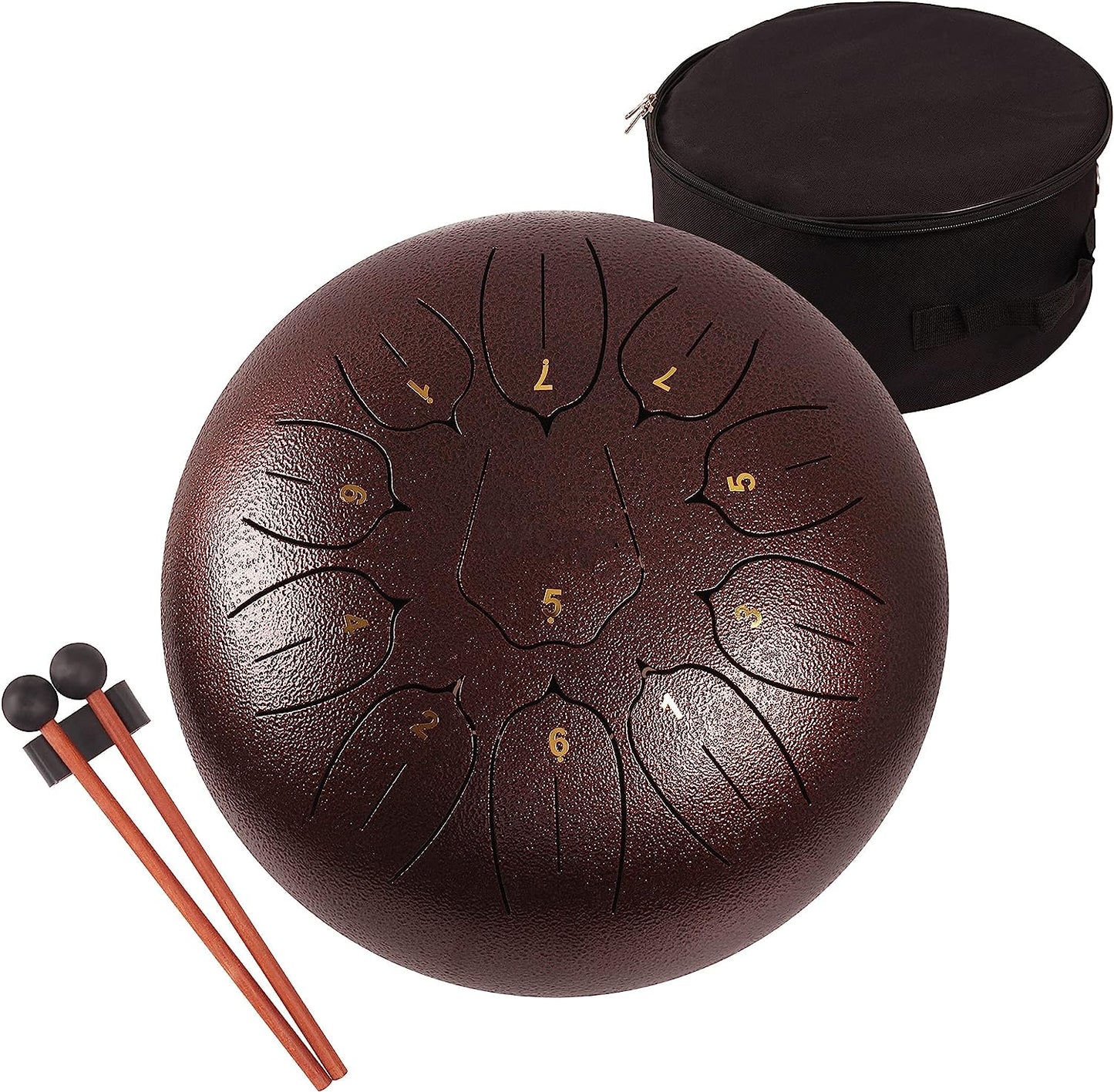 Steel Tongue Drum 12 Inch 11 Notes Tongue Drums for Adults- Ethereal Metal Instrument for Meditation & Yoga with Music Book, Mallets & Carry Bag(Purple)
