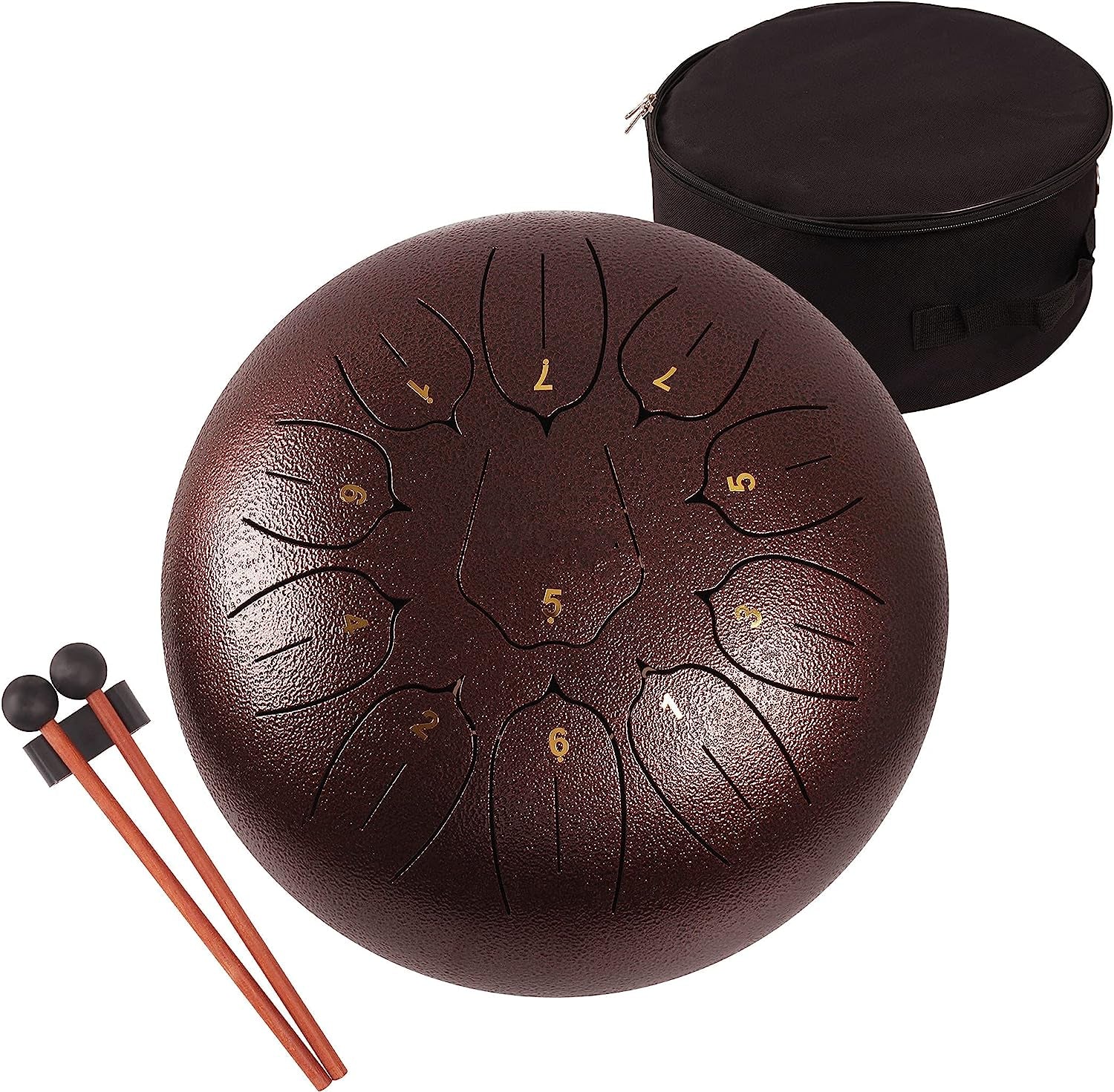 Steel Tongue Drum 12 Inch 11 Notes Tongue Drums for Adults- Ethereal Metal Instrument for Meditation & Yoga with Music Book, Mallets & Carry Bag(Purple)