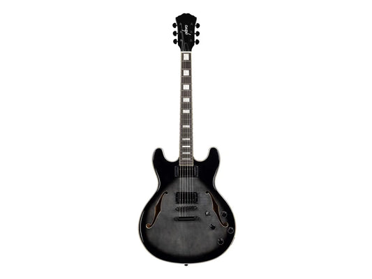 Indio Boardwalk Flamed Maple Hollow Body Electric Guitar - Charcoal, with Gig Bag