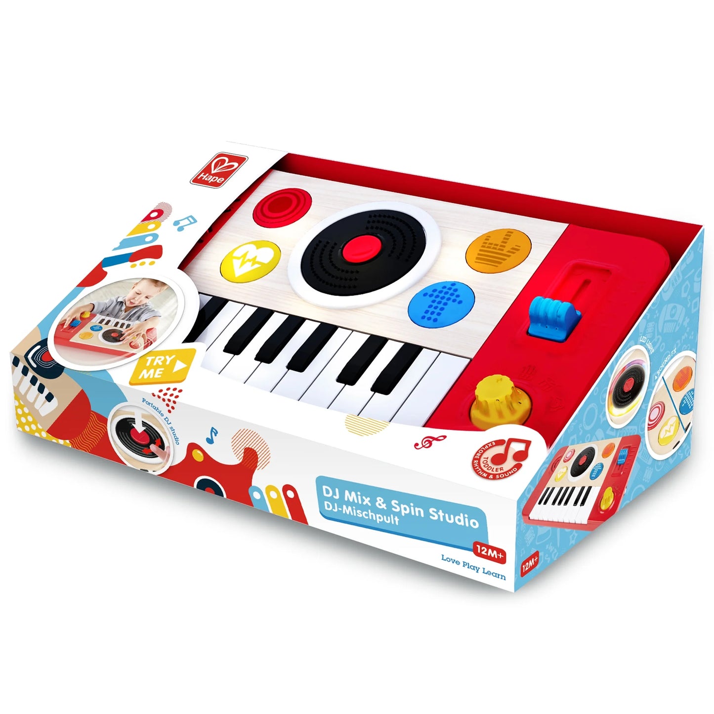 : DJ Mix & Spin Studio - Lights & Sounds Music Toy, 18 Key Keyboard, Sound Effects, Tempo & Scratch, Musical Instrument, Baby-Toddler-Kids Age 1+