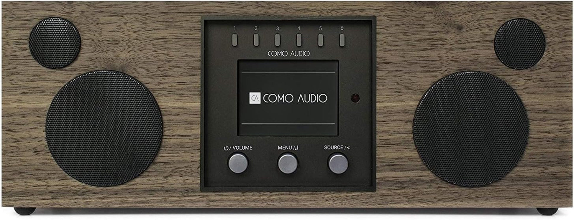 Duetto Wireless Speaker - Hand-Crafted Veneer Cabinets - One Touch Streaming, Internet Radio, Bluetooth, Wi-Fi - Hickory/Black