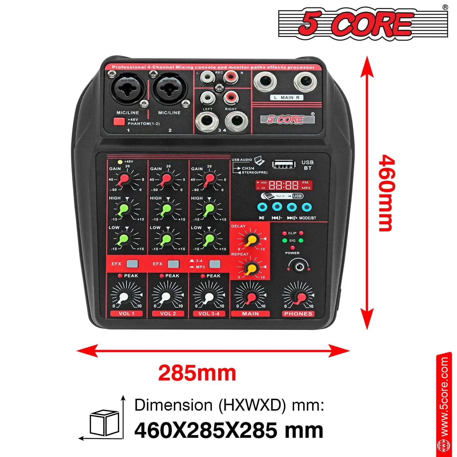 Audio Mixer 4 Channel DJ Equipment with Bluetooth USB Sound Board Console