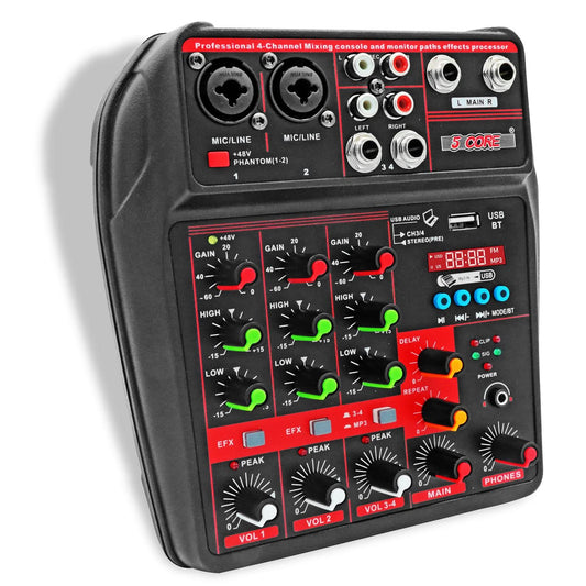 Audio Mixer 4 Channel DJ Equipment with Bluetooth USB Sound Board Console